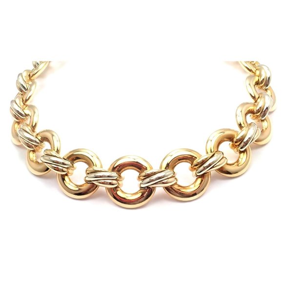 Rare! Authentic Cartier Trinity 18k Multi Color Gold Round Link Necklace - Picture 8 of 9